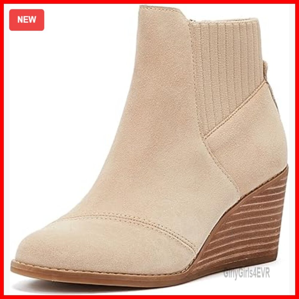Suede Wedge Ankle Booties With Ortholite Insoles, Size Up For Wide Feet
